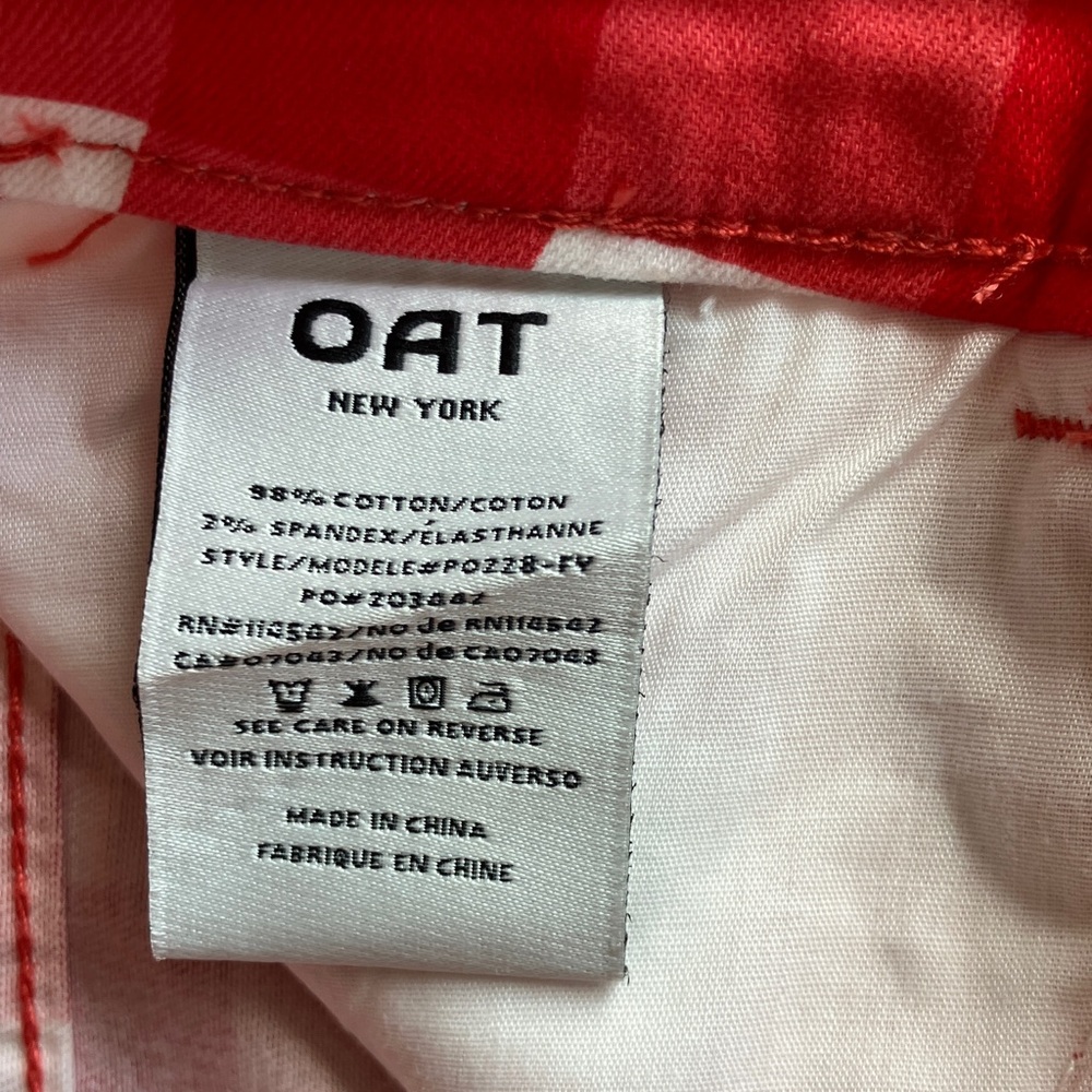 OAT Red Checkered Cherry Print High Waist Wide-Leg Pants Women’s Size 2/26 NWT - Picture 7 of 8
